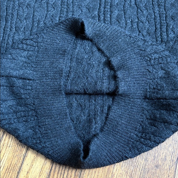 Peruvian sweater crew neck cable knit baby alpaca wool dark charcoal men’s M - Picture 6 of 12